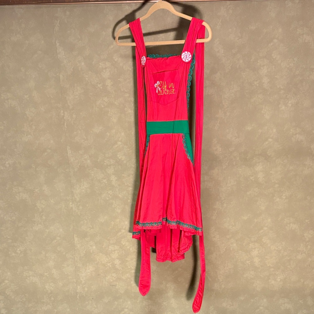 Mrs Elf costume; includes Red and Green Apron Dress